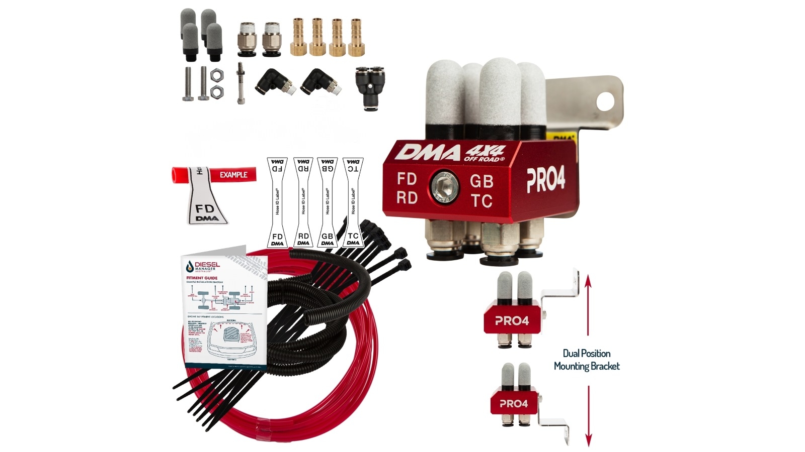 DMA Diff Breather Kit 4 Port For Toyota Prado 120 150 Including Kakadu