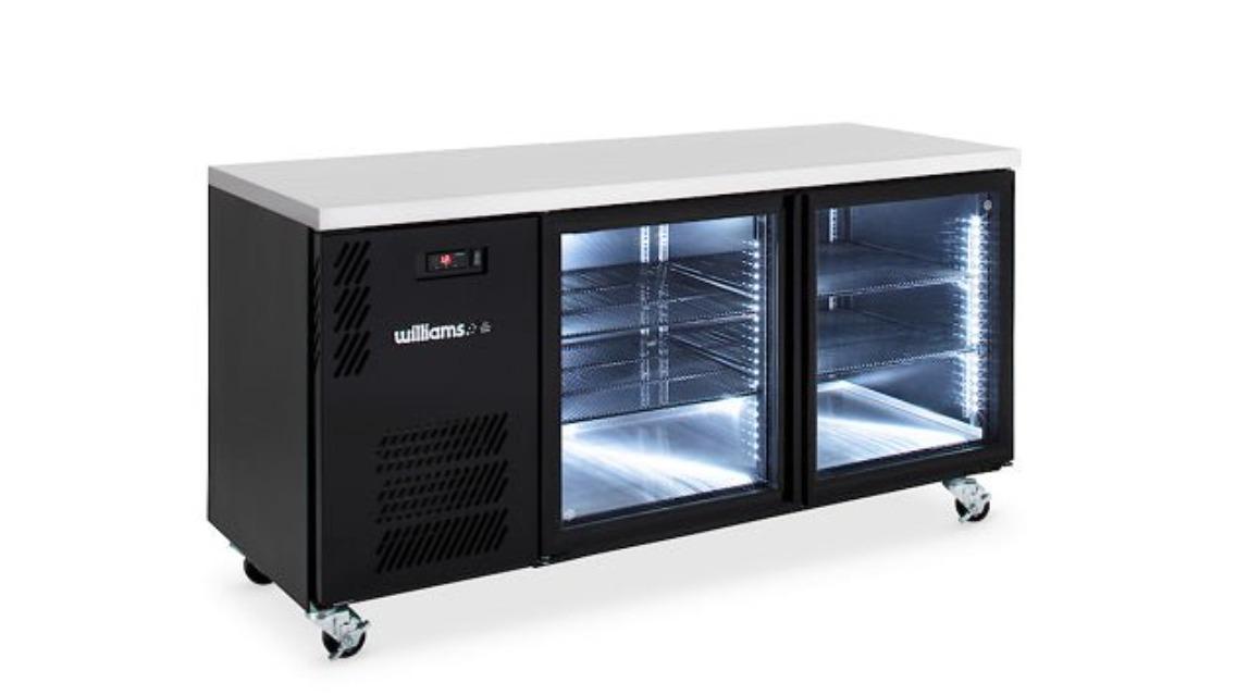 Williams Boronia 2-Door Black Colorbond Under Counter Display Refrigerator