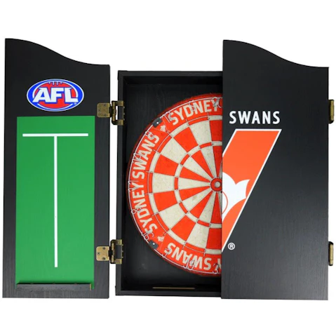 AFL Sydney Swans Dartboard and Cabinet Set