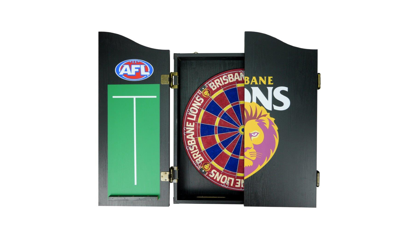 AFL Brisbane Lions Dartboard and Cabinet Set