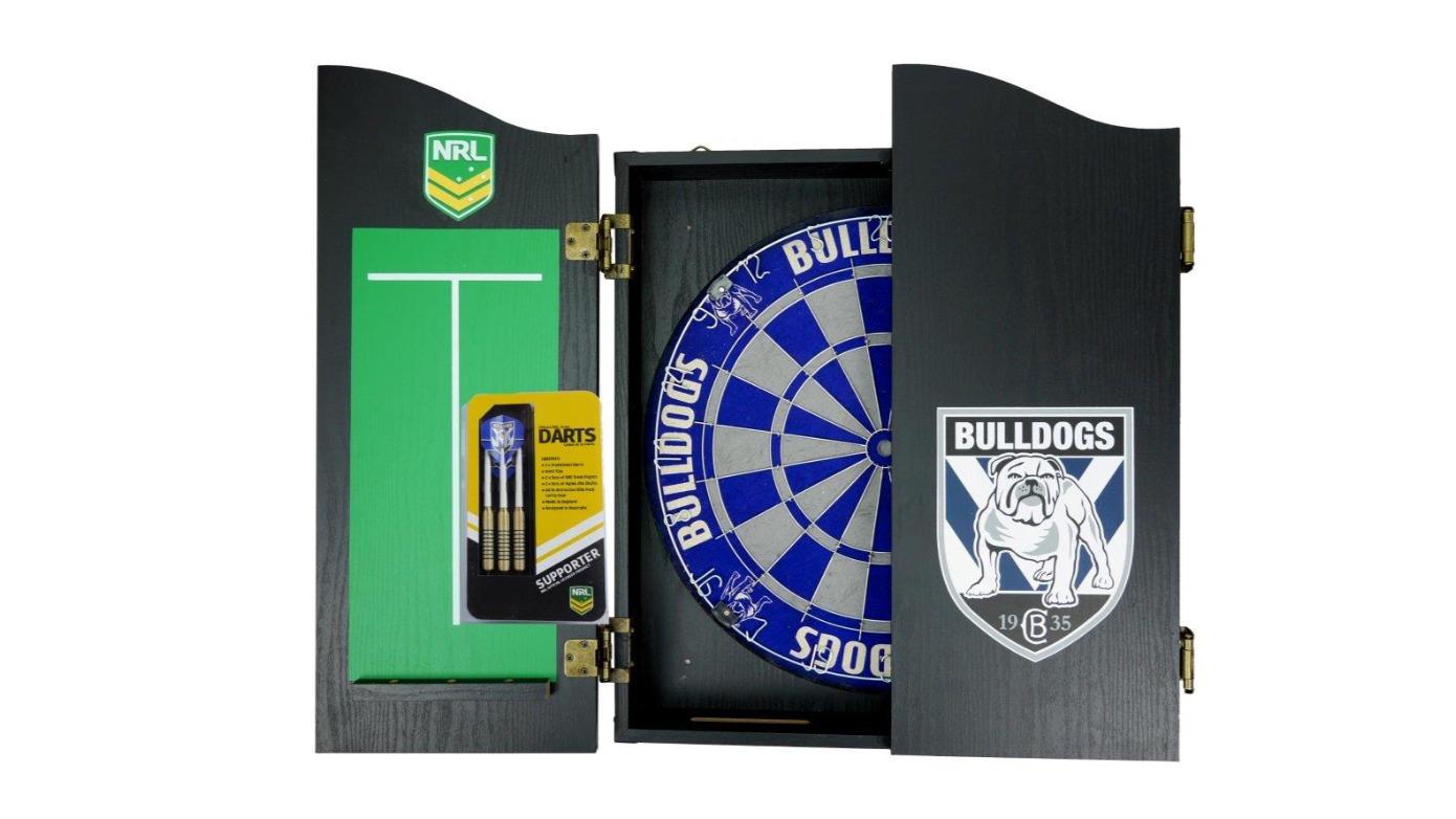 NRL Canterbury Bulldogs Dart Board and Cabinet Set