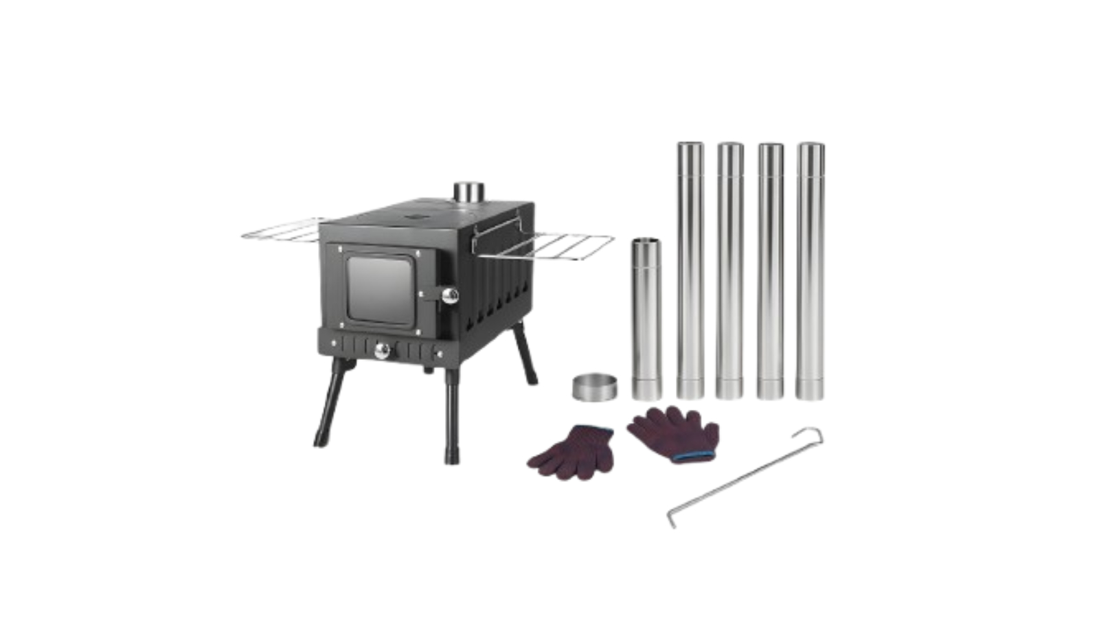 Glasshaus Co Carbon Steel Portable Outdoor Stove with Chimney Pipe