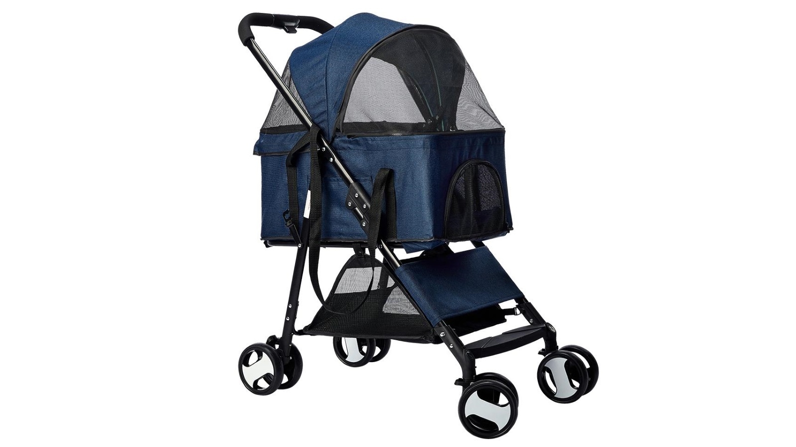 4 Wheels Pet Stroller with Carrier - Blue