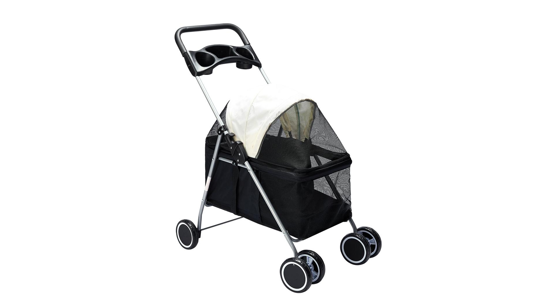 PaWz Pet Stroller Cat Wheel Foldable Black Harvey Norman