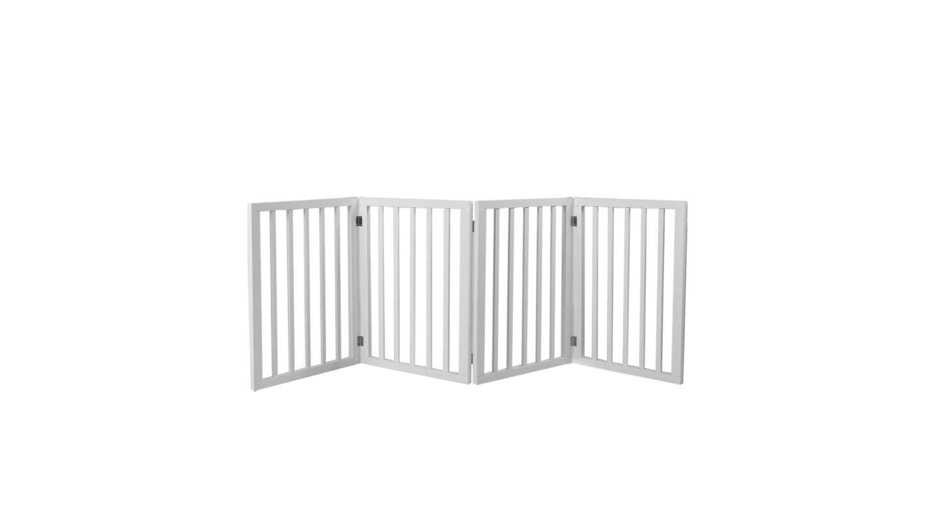 PaWz 4 Panel Wooden Pet Gate Dog Fence Retractable Barrier - White