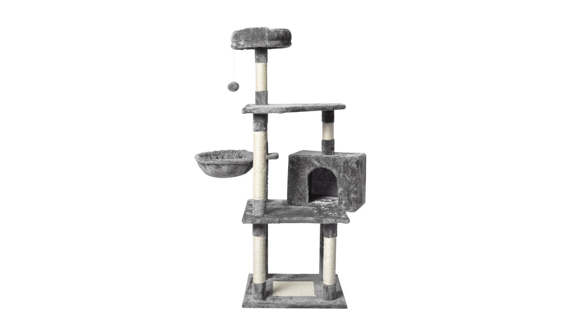 PaWz 130cm Cat Tree Toy Scratching Post Wooden House - Grey