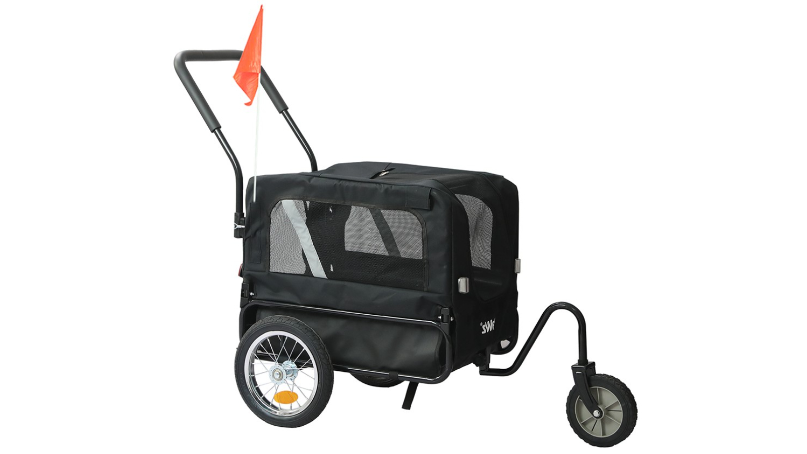 PaWz Pet Bike Trailer with Flag - Black
