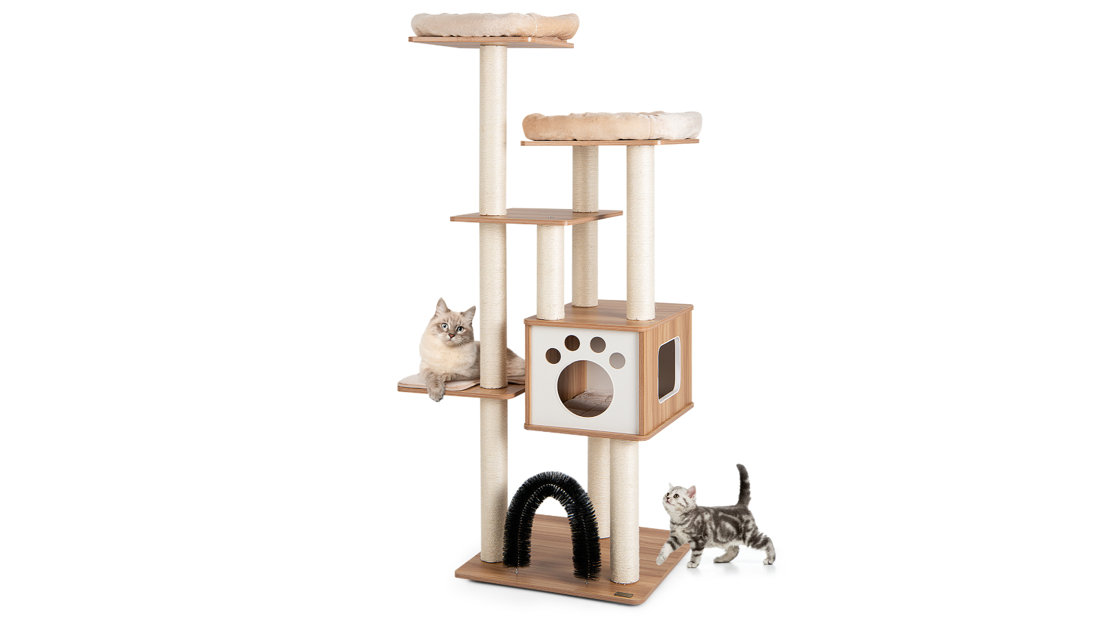 Costway 6-Layer Cat Tree Tower Condo House with Self Groomer Arch - 176cm