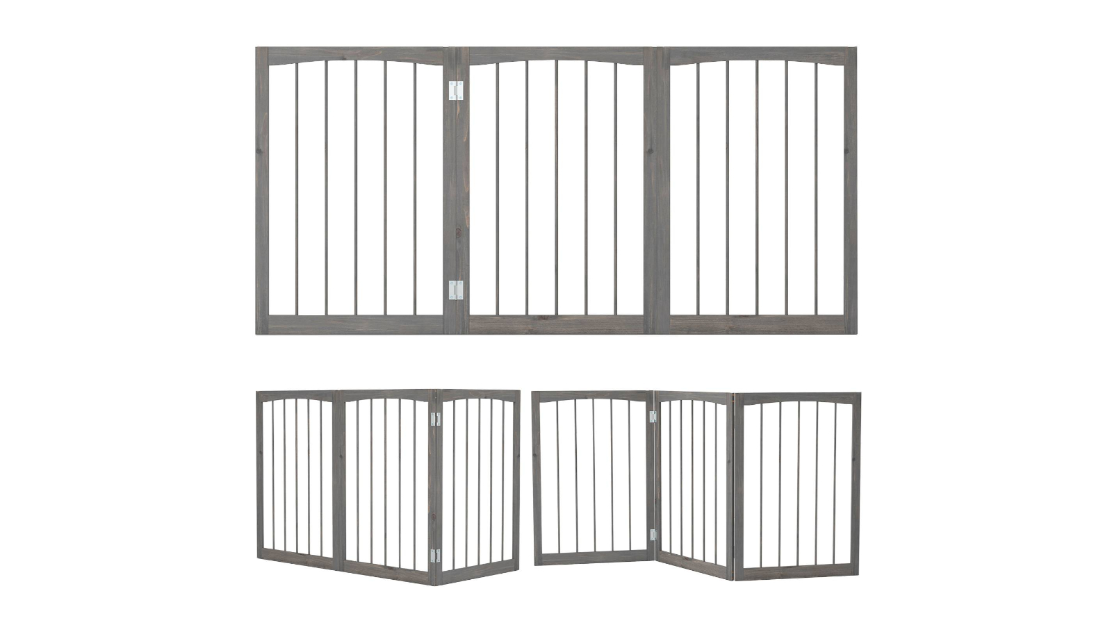 Costway 76cm Wooden Pet Gate Dog Fence Foldable 3-Panel Room Divider - Grey