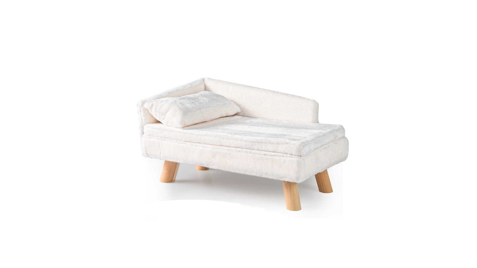 Costway 71cm Sofa Bed Elevated Pet Bed with Removable Padded Pad and Pillow - White