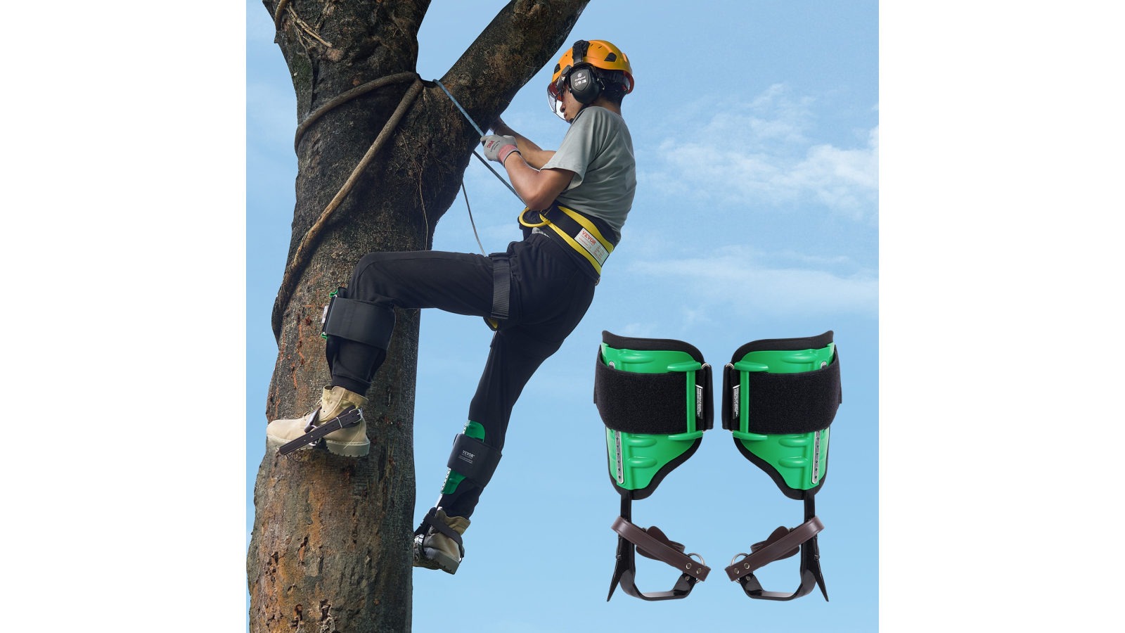 Vevor Tree Climbing Spikes Climbing Spurs Alloy Steel Arborist Equipment - Green