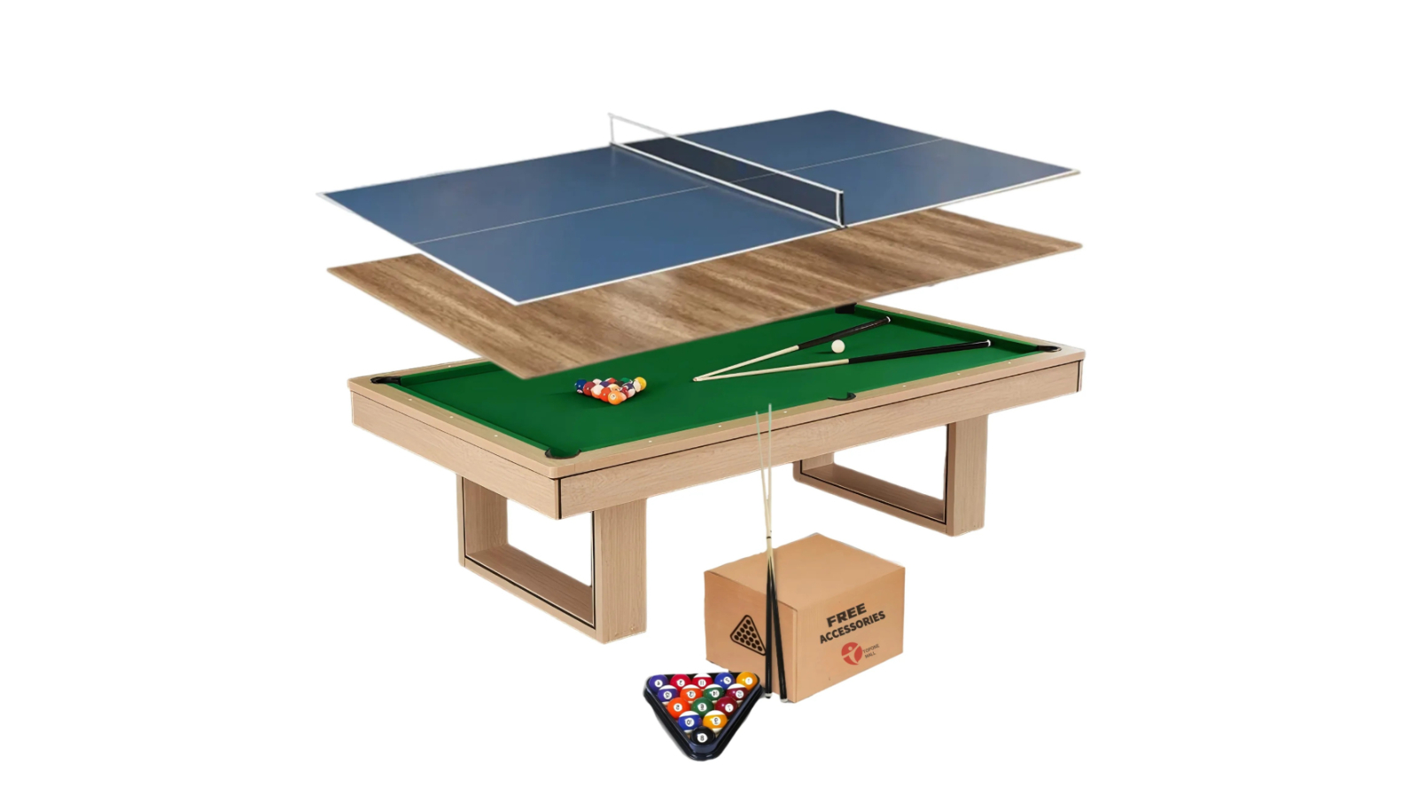 TOPONE 8ft 3-in-1 Pool Table