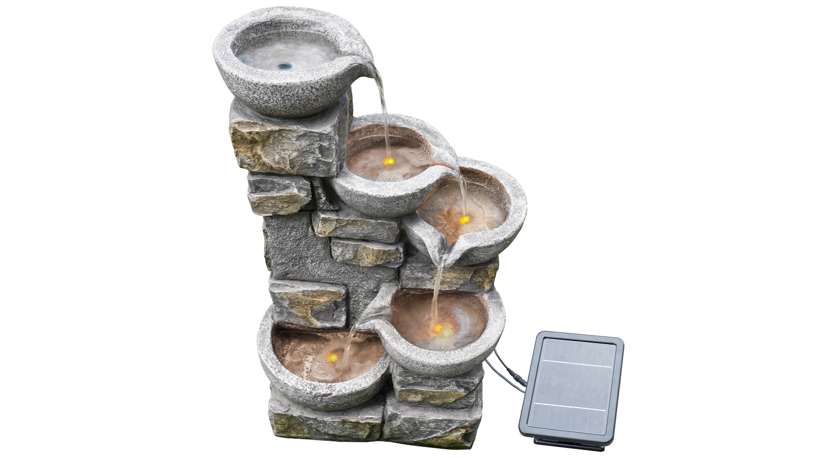 Teamson Home 5-Tier Cascading Stone LED Outdoor Water Fountain - Stone Gray