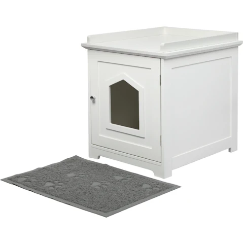 PaWz Basin Cat Litter Box Mat Fully Enclosed Odour Control - Wooden