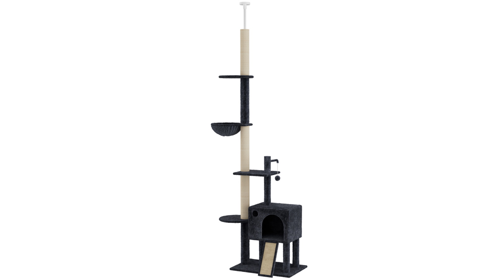 PaWz 275cm Cat Tree Tower Scratching Post with Adjustable Height - Dark Grey