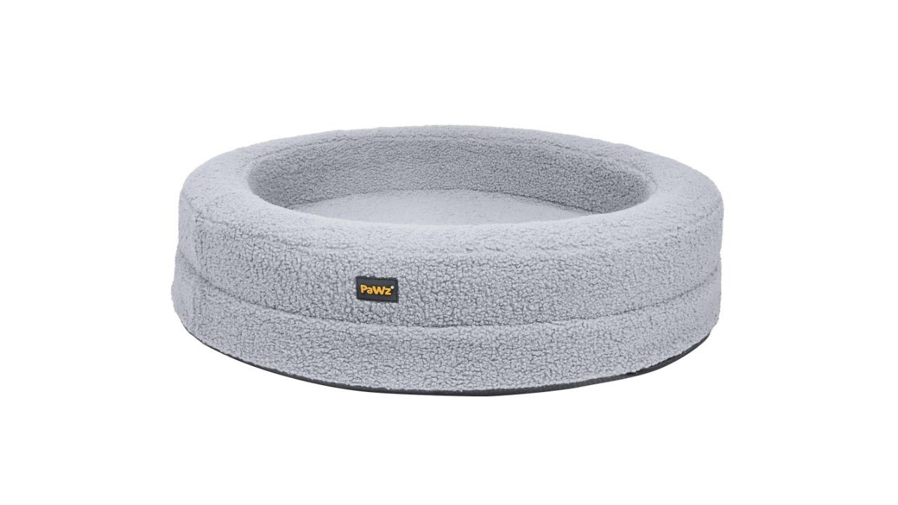 PaWz Medium Round Memory Foam Dog Bed - Light Grey 
