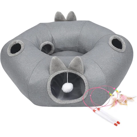 Pawz Large Cat Tunnel Bed Multi-Functional Toy Interactive Indoor Pet Playhouse