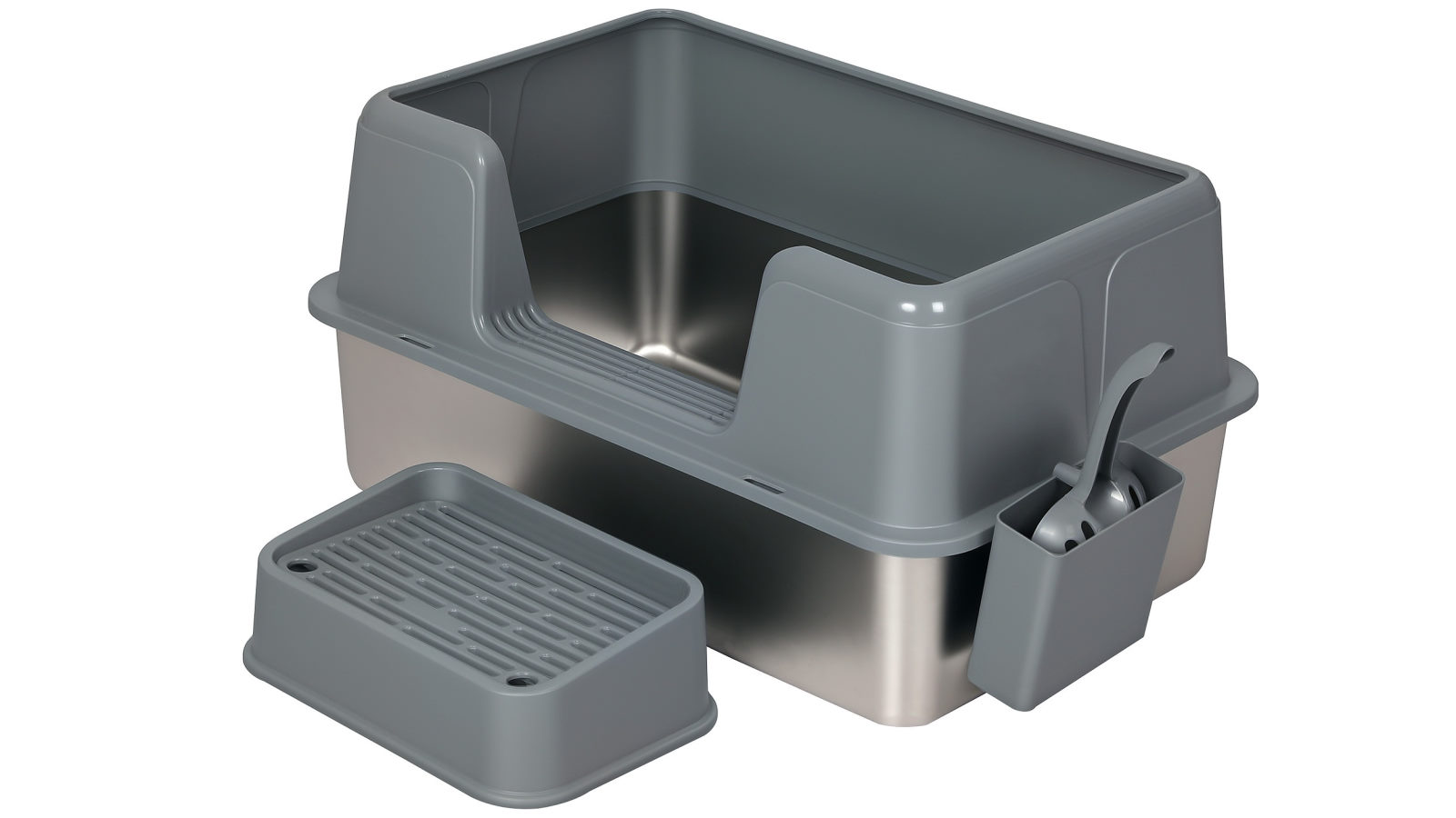 Pawz Large Semi Enclosed Easy Cleaning Stainless Steel Cat Litter Box