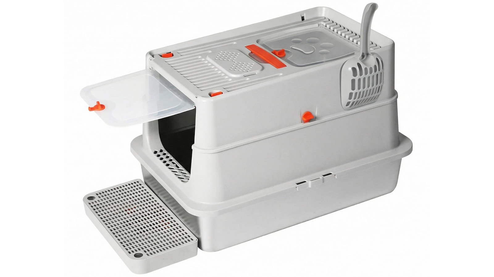 Pawz Hooded High Enclosed Large Stainless Steel Cats Litter Box