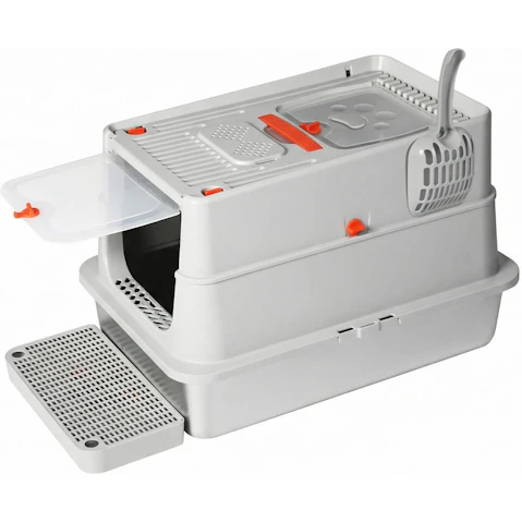 Pawz Hooded High Enclosed Large Stainless Steel Cats Litter Box