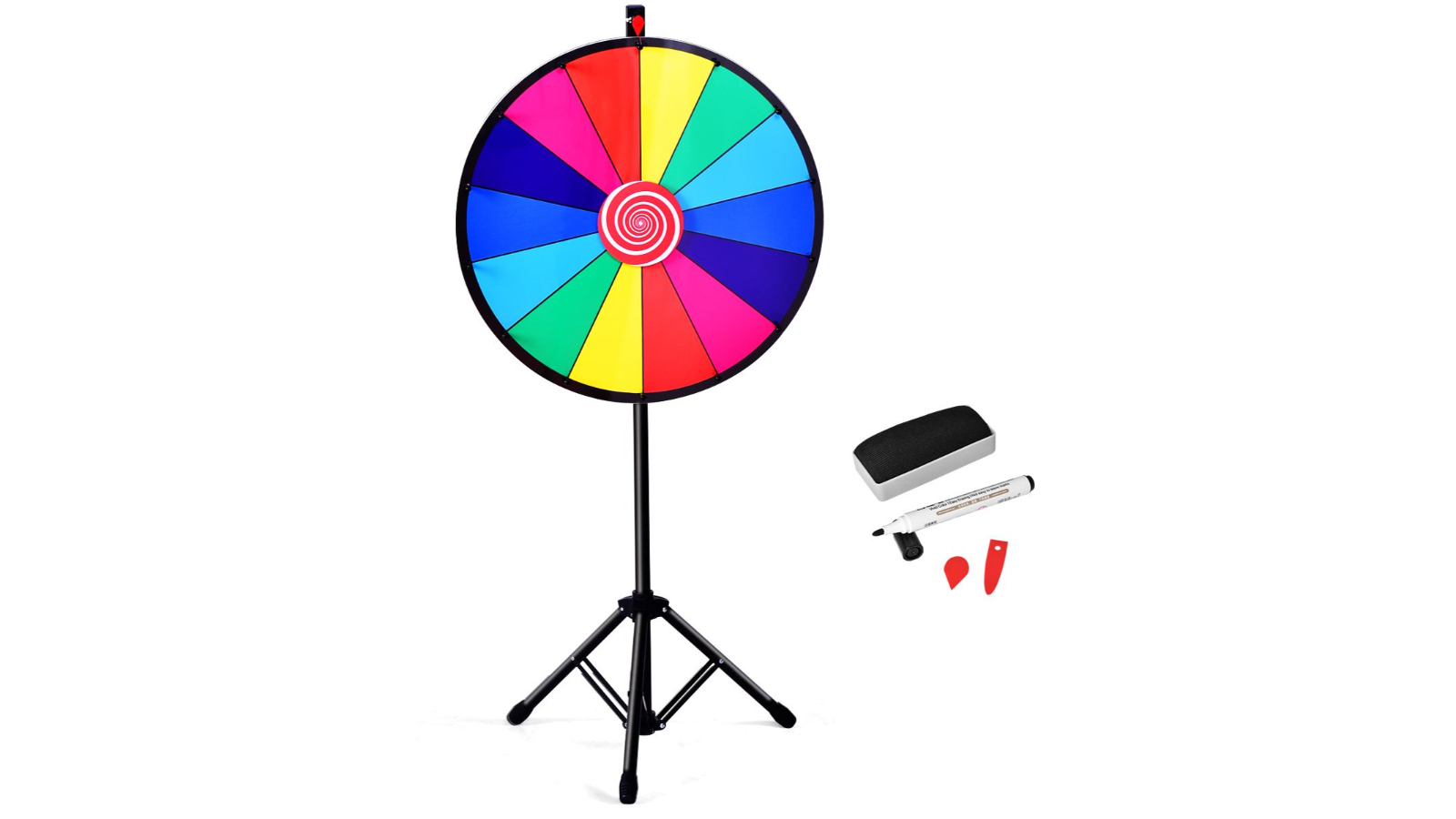 Costway Adjustable Prize Wheel Spinning Game with Tabletop Tripod Eraser and Marker Pen