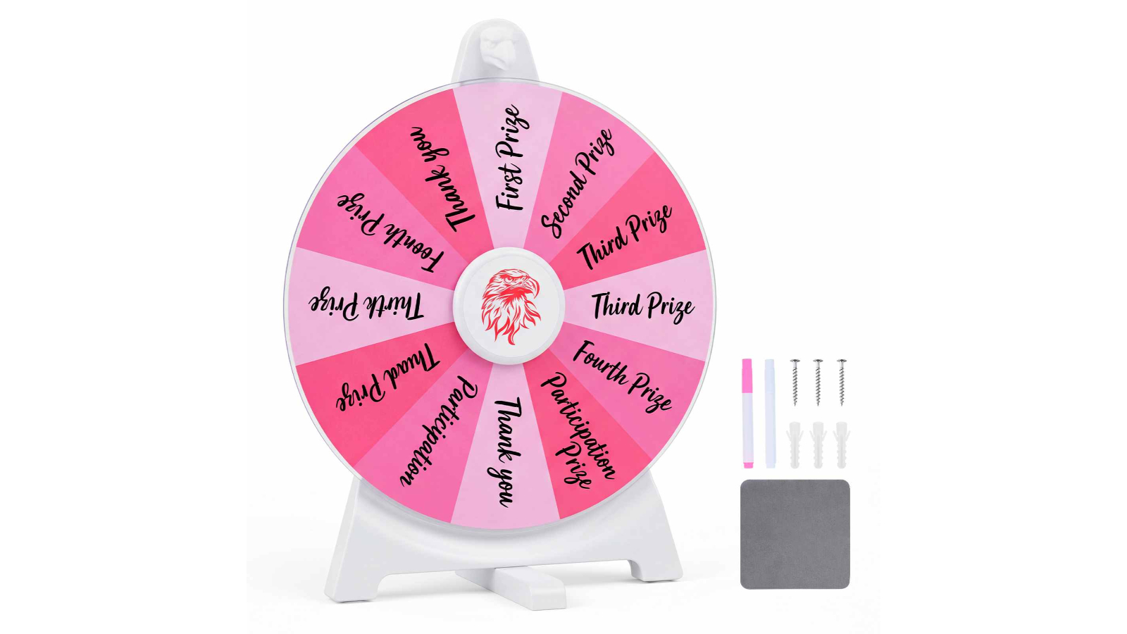 Costway 29cm Fortune Game 14-Slot Spinner Prize Wheel with Marker Eraser - Pink