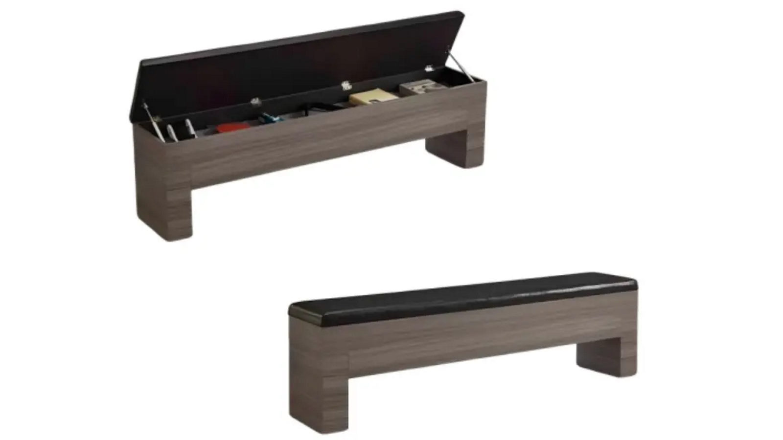 TopOne Sports Set of 2 Durable Steel Frame Storage Bench - Walnut