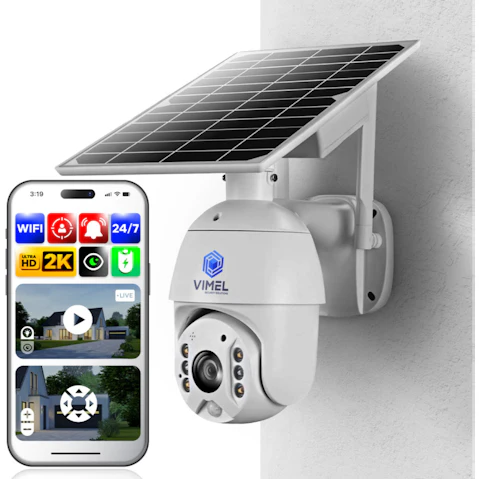 Vimel Solar Battery WIFI 2K Security Camera Alarm System