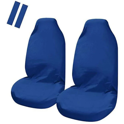 My Car Universal Pulse Throwover Front Seat Cover Bonus Seat Belt Buddies - Blue