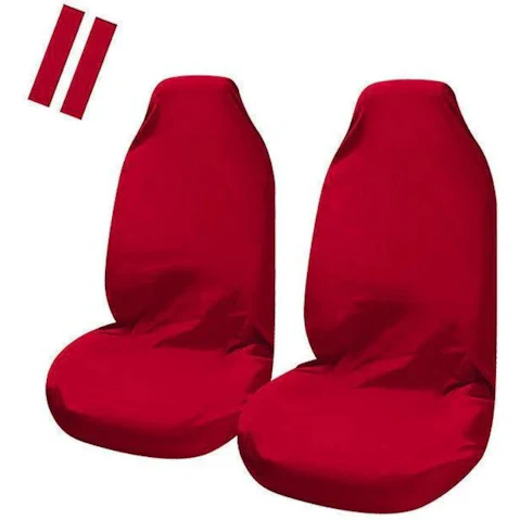 My Car Universal Pulse Throwover Front Seat Cover Bonus Seat Belt Buddies - Red