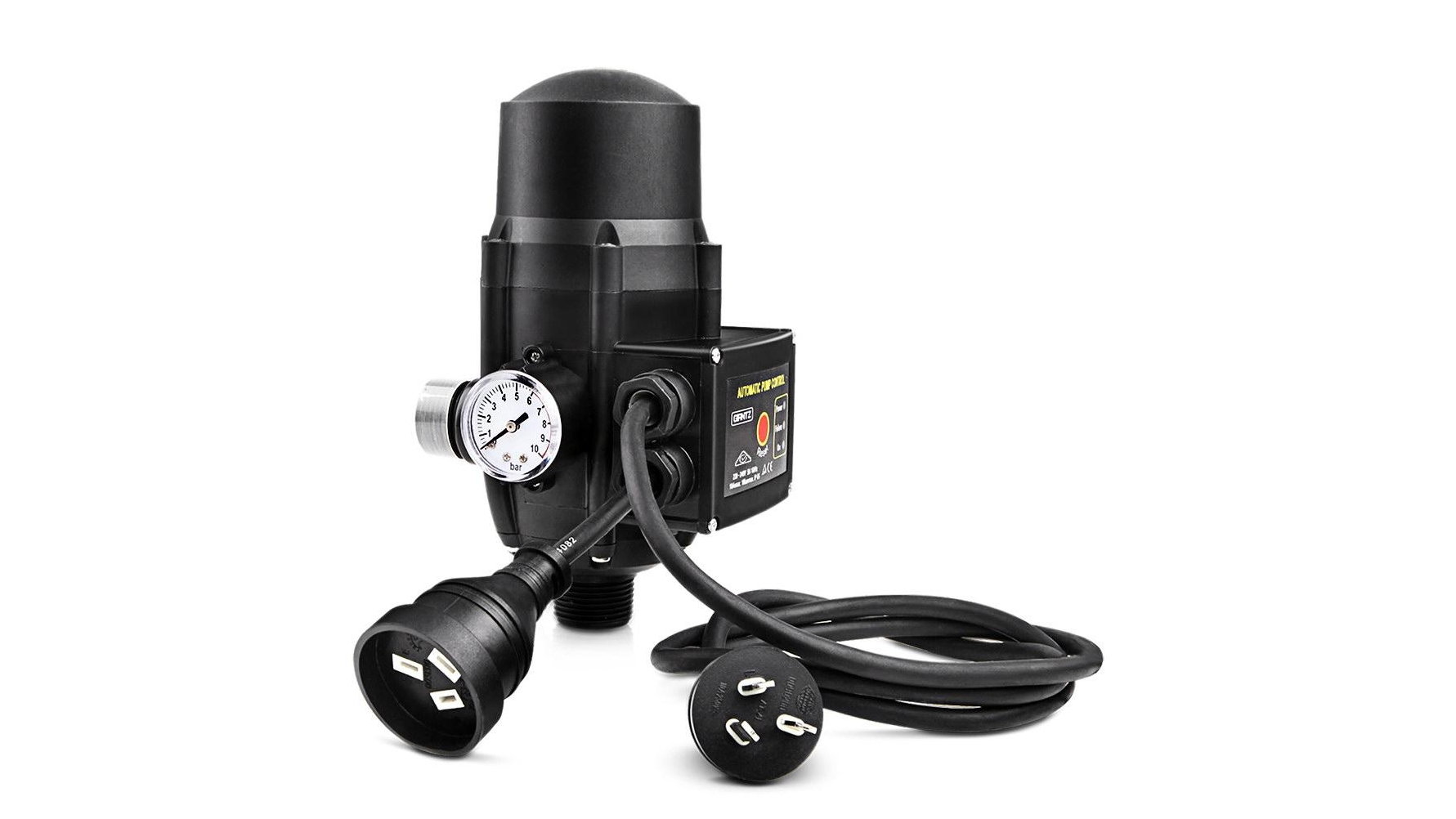 Giantz Water Pump Controller with Adjustable Pressure Switch Gauge 240V - Black