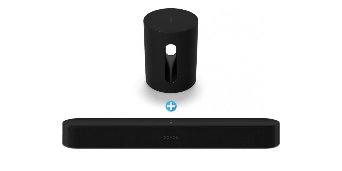 Sonos Beam (Gen 2) Smart Soundbar & Sub Mini Subwoofer Package Black Harvey Norman