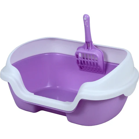 YES4PETS Small Portable Cat Litter Box Tray with Scoop - Purple