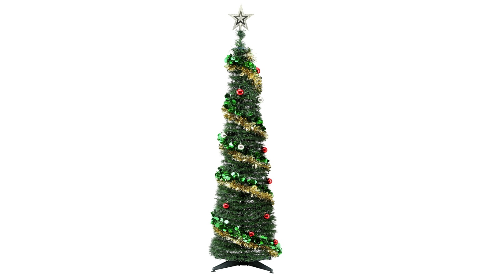 Jingle Jollys 160cm Pre-Decorated Pop-Up Christmas Tree with Warm White LED Lights
