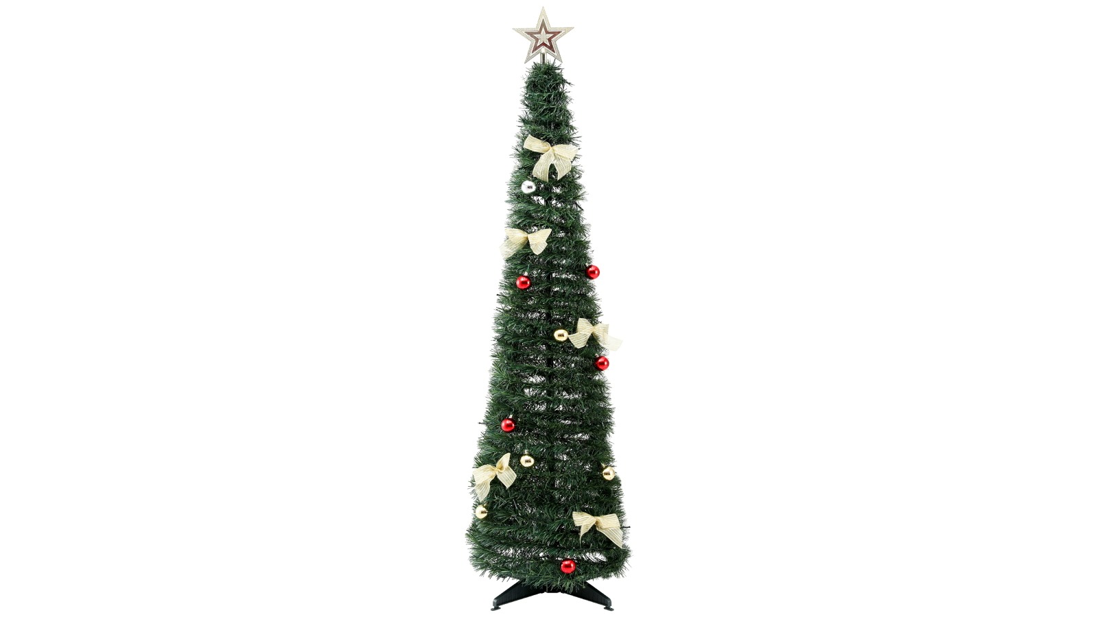 Jingle Jollys 155cm Pre-Decorated Pop-Up Christmas Tree with Multi-colour LED Lights