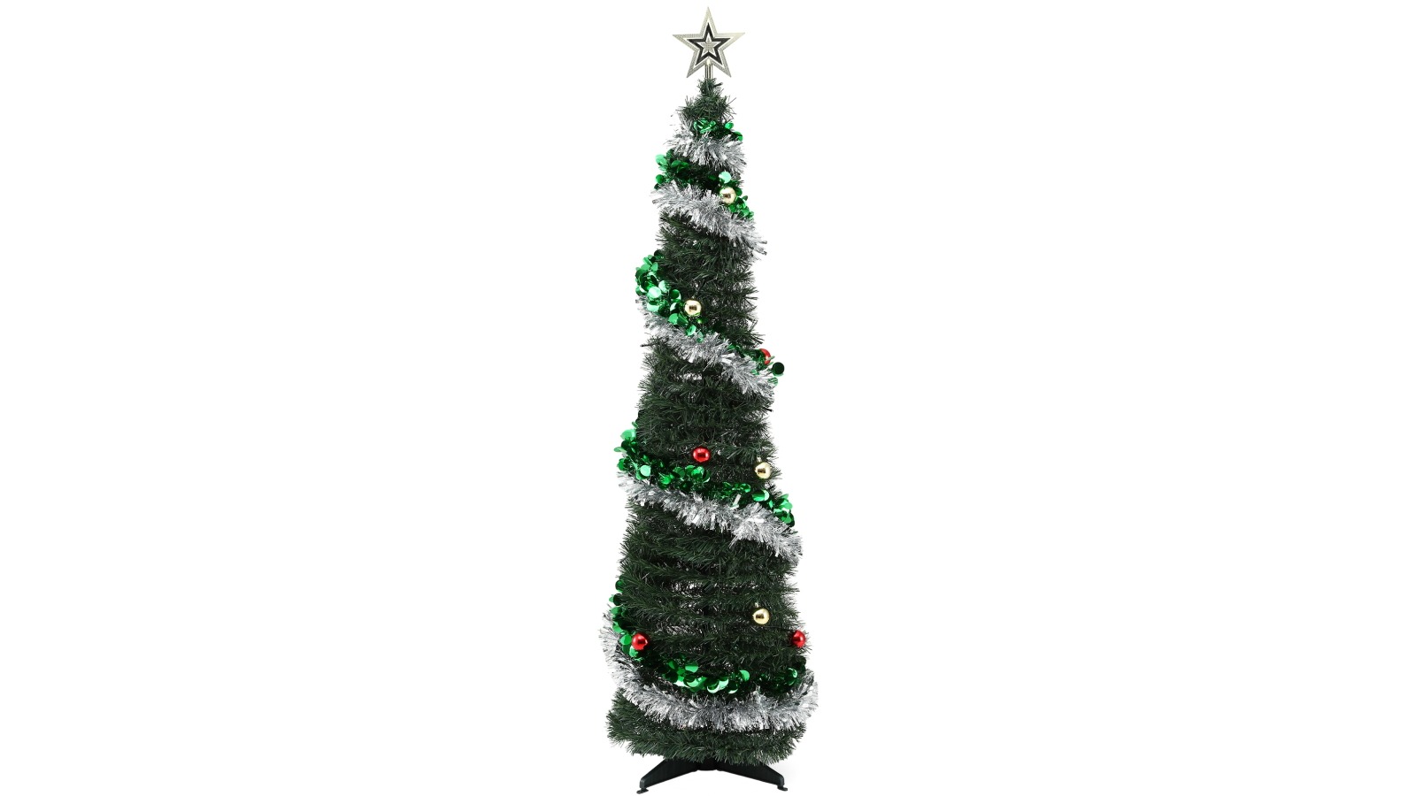 Jingle Jollys 155cm Pre-Decorated Pop-Up Christmas Tree with Warm White LED Lights