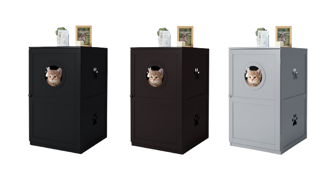 Costway 2-Tier Wood Cat Litter Storage Cabinet Box