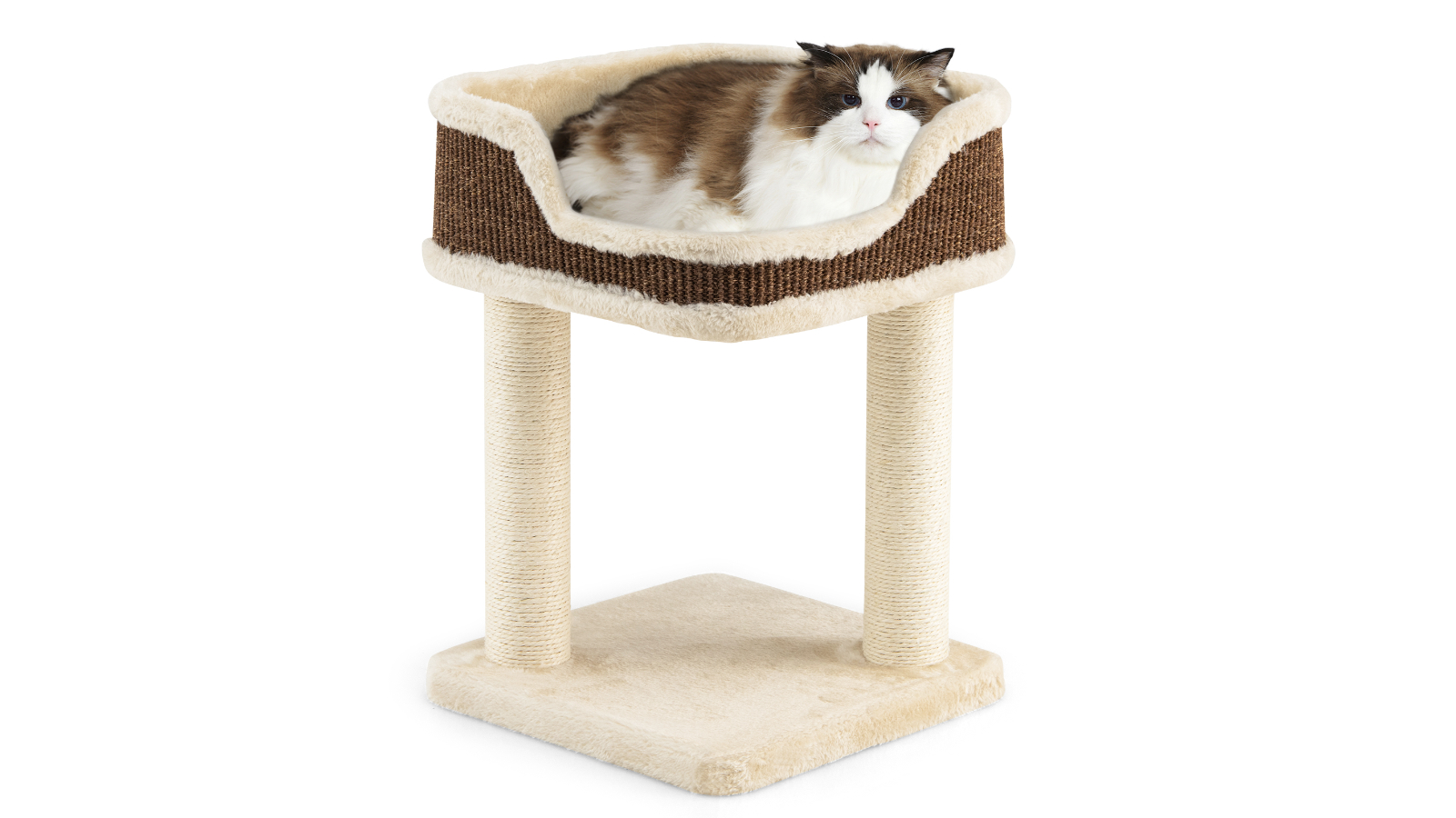 Costway 50cm Cat Tree Tower House Bed Sisal Scratching Posts - Beige