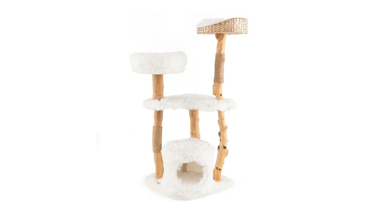 Costway 124cm Wood Cat Tree Scratching Post - White