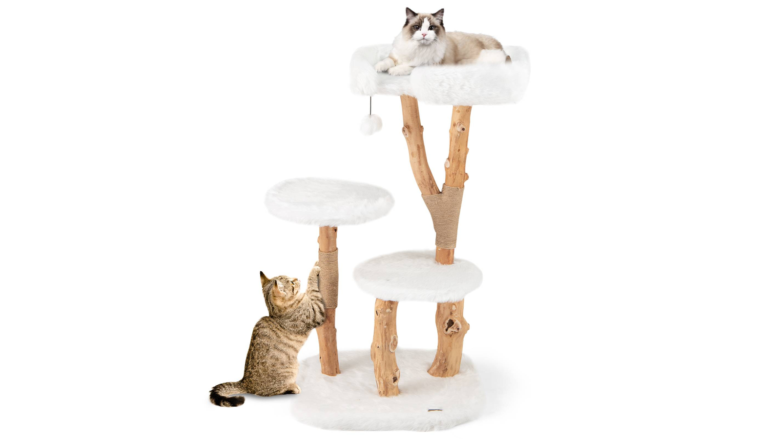Costway 110cm Luxury Condo Wooden Cat Tree Tower - White