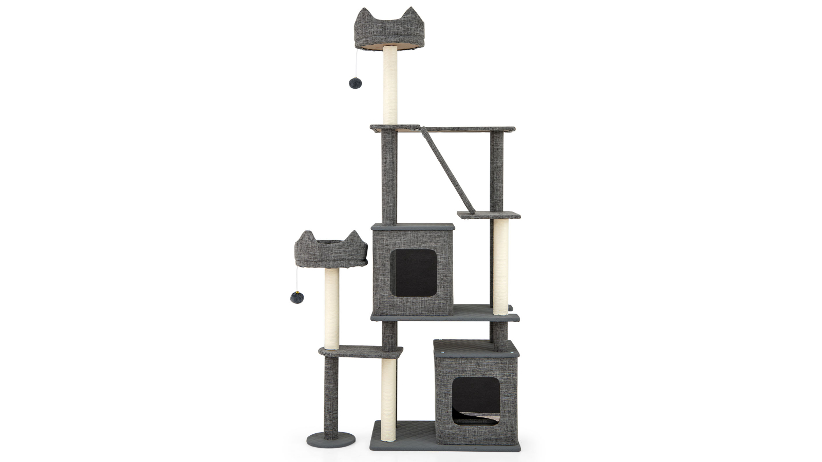Costway 1.8metre Multi-Level Cat Tree with Scratching Post - Grey
