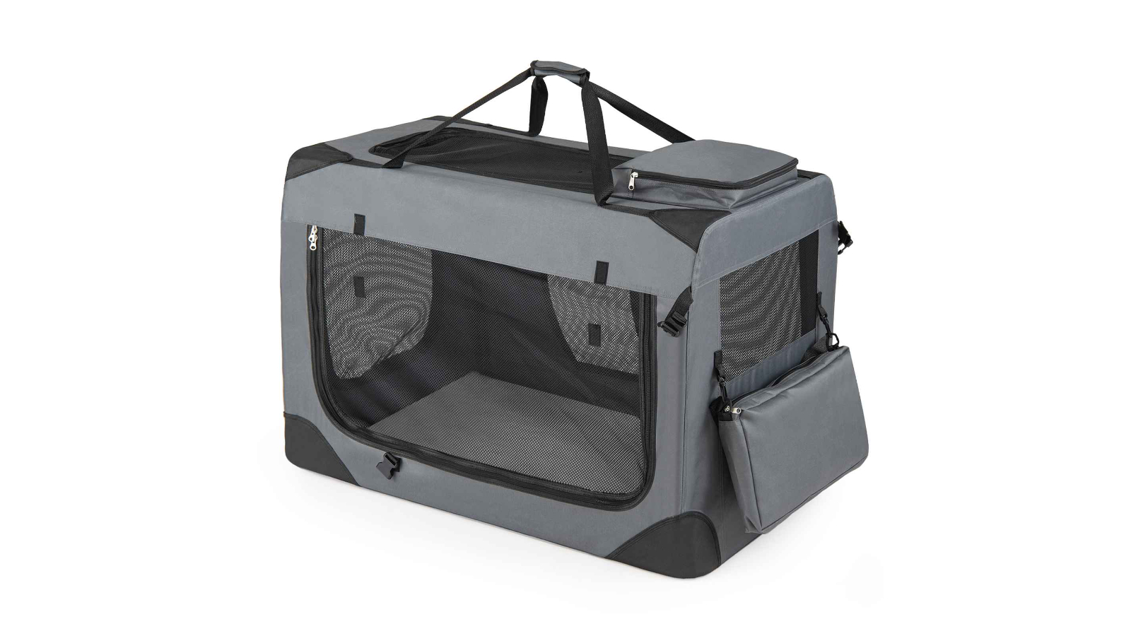 Costway Collapsible Mat Mesh Windows 3-Door Bed Pockets Kennel - Large