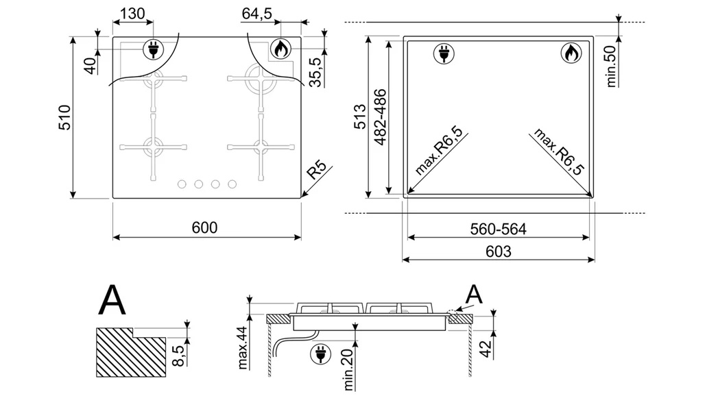 Smeg 600mm 4 Burner Classic Gas On Glass On Steel Cooktop Harvey Norman