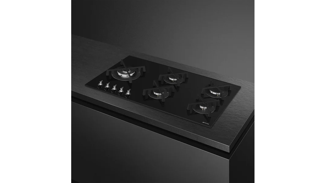 Smeg Classic 900mm 5 Burner Gas on Glass Cooktop Black Harvey Norman