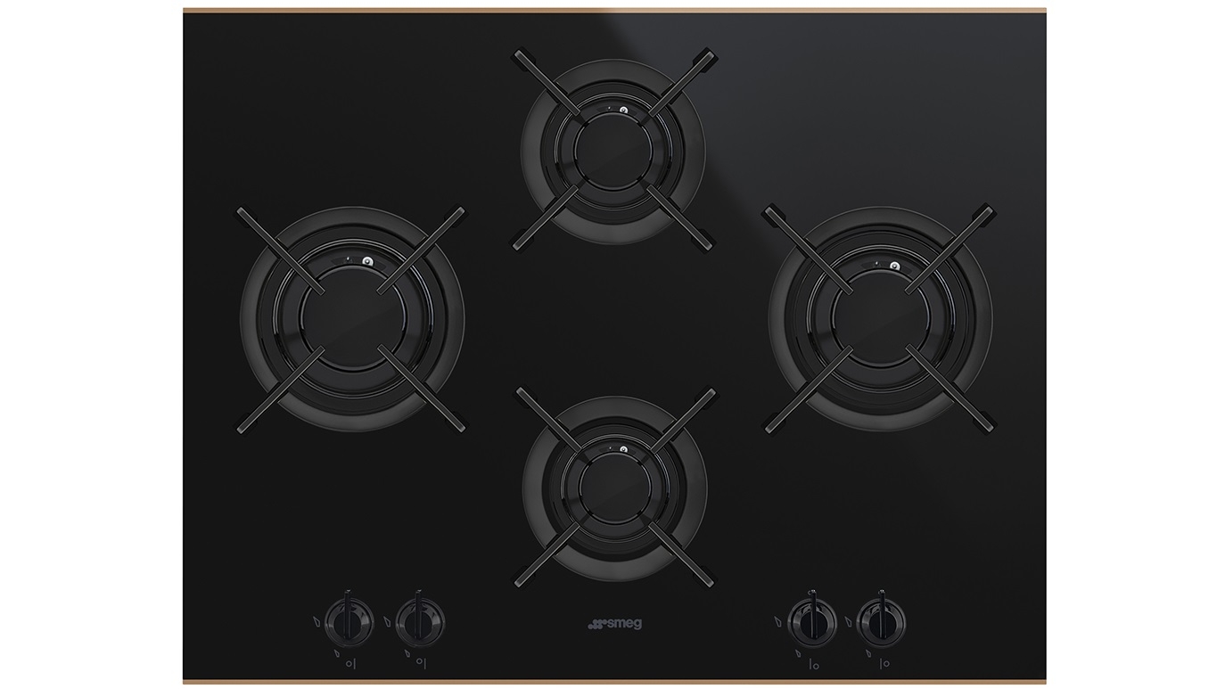 Smeg 650mm Dolce Stil Novo 4 Burner Gas Cooktop with Copper Trim
