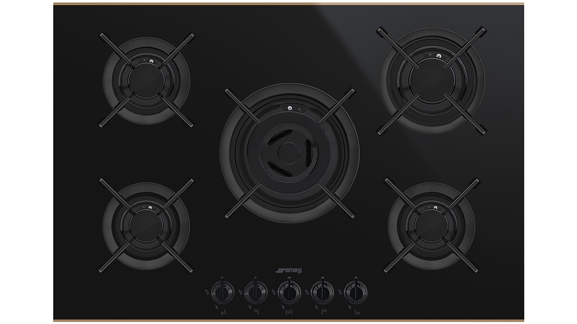 Smeg 750mm Dolce Stil Novo 5 Burner Gas Cooktop with Copper Trim