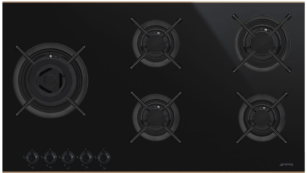 Smeg 900mm Dolce Stil Novo 5 Burner Gas Cooktop with Copper Trim