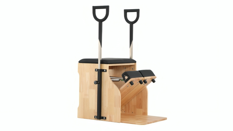 Eeeza Oak Wood Frame Pilates Wunda Chair - Black