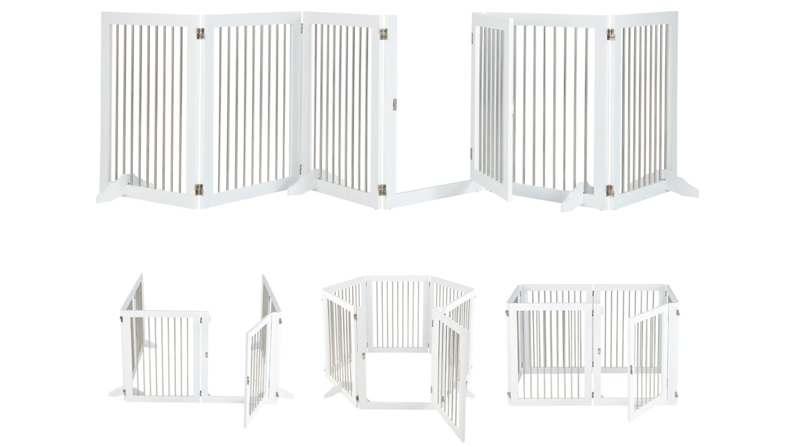 Costway 6-Panel Wood Pet Safety Foldable Stair Barrier - White