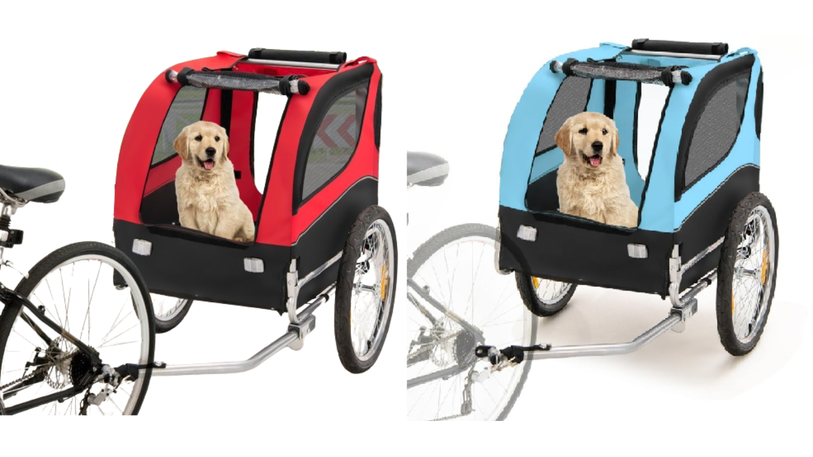 Costway Foldable Pet Carrier Trolley with 3 Entrance and Warning Flag